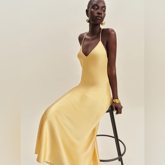 NWT reformation nari silk dress in sunshine - size 2